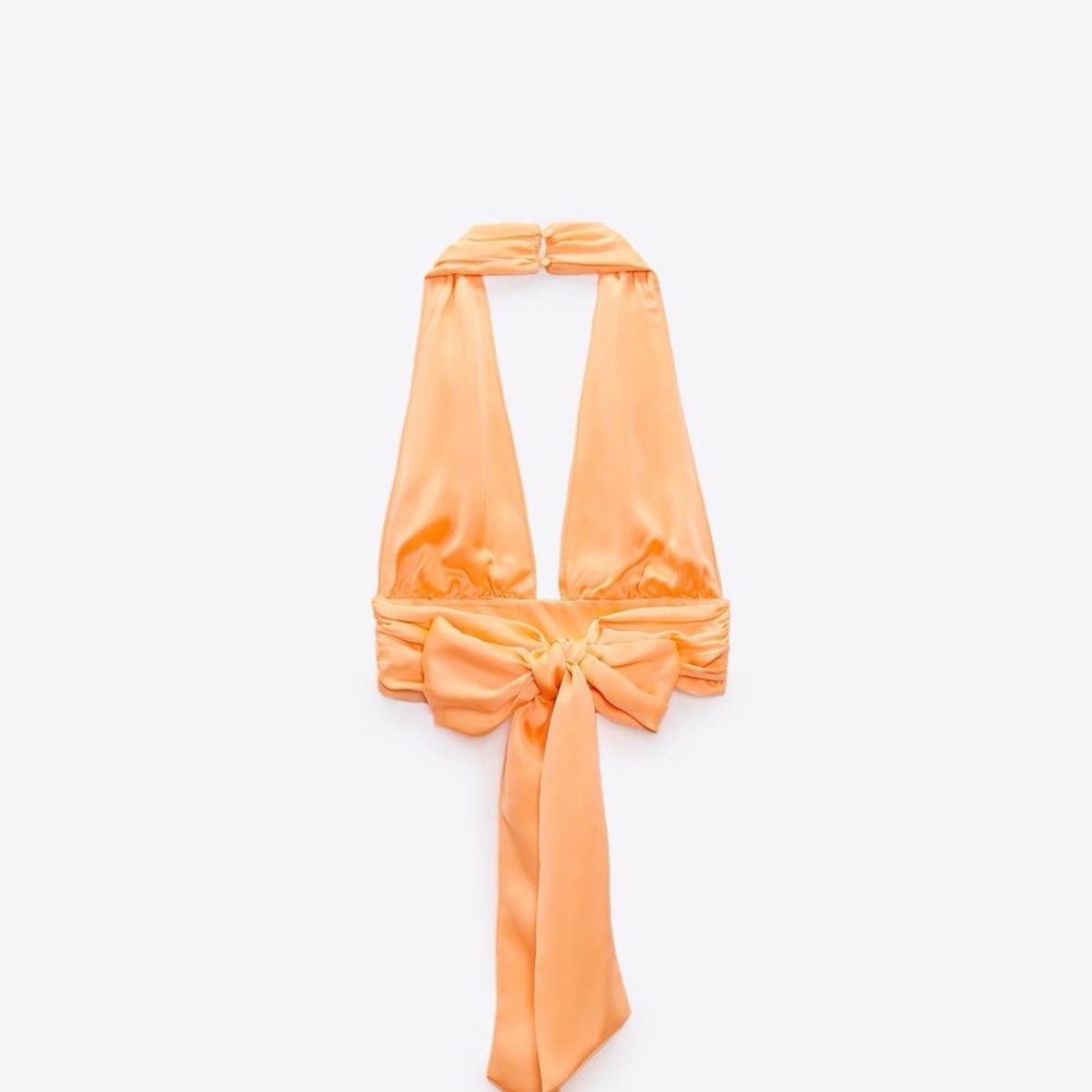 Zara Vibrant Orange Halter Top
